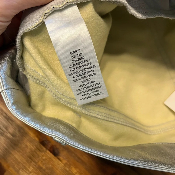 WAYF Luxury Metallic Silver High Rise Vegan Leather Pants Size Small - Picture 13 of 13